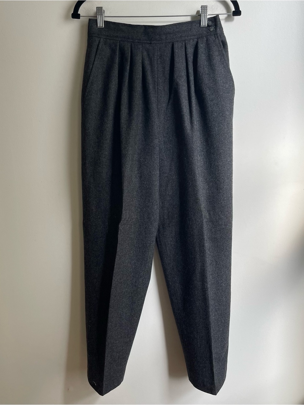 Vintage 80s Evan-Picone Wool Trouser Pants Pleated High Waist Gray ILGWU 12 26"